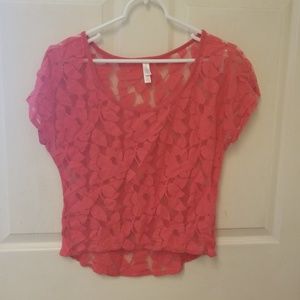 See-through Pink Lace Top